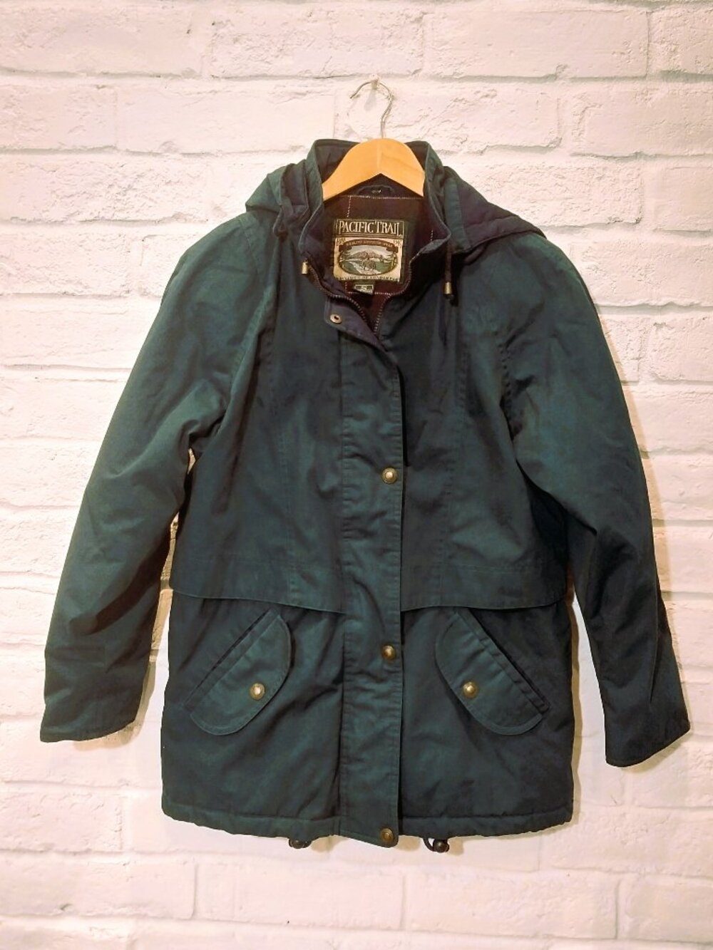 Vintage 90s Pacific Trail Hooded Outdoor Parka Jacket Men S Green Removable Hood
